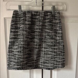 Elegant Black and White Tweed Mini Skirt